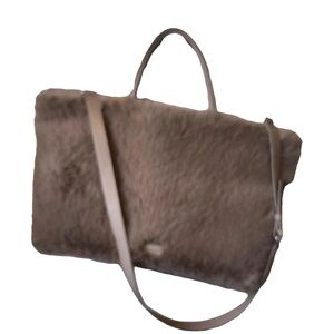BCBG Taupe Faux Fur Travel Tote